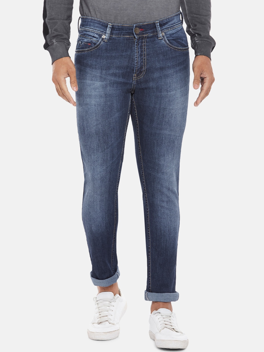 

People Men Blue Skinny Fit Light Fade Jeans