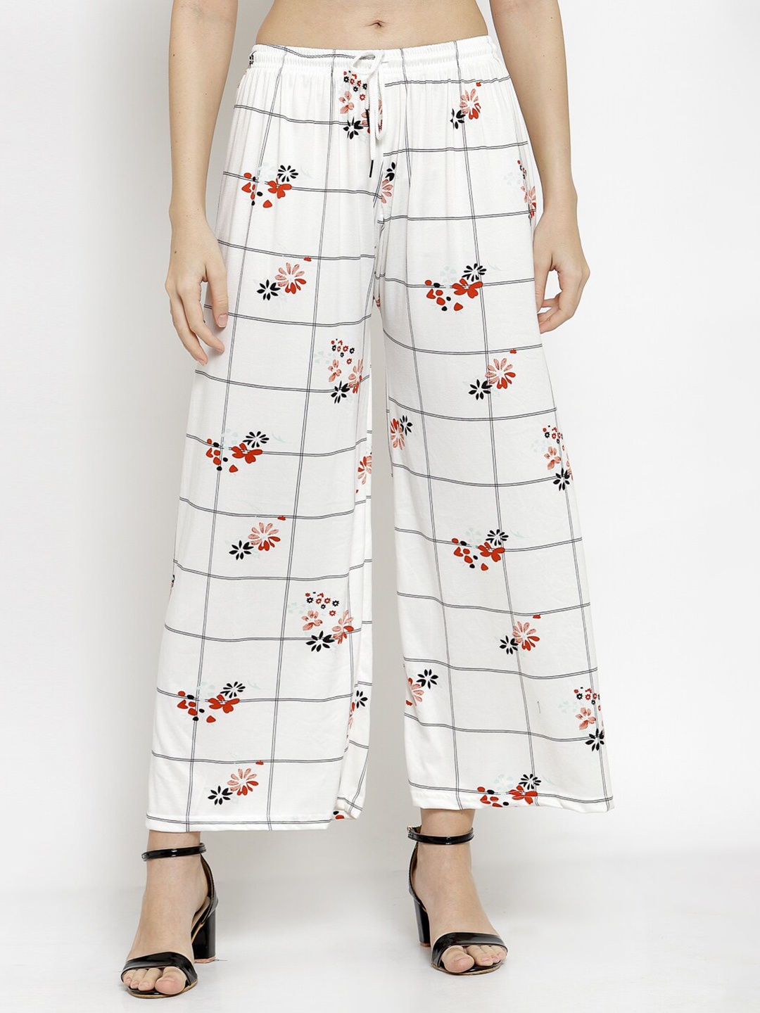 

KLOTTHE Women White & Black Printed Palazzos