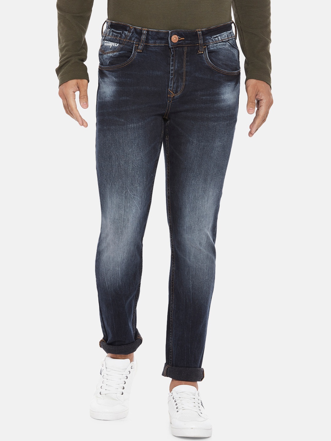 

SF JEANS by Pantaloons Men Blue Skinny Fit Low-Rise Heavy Fade Jeans