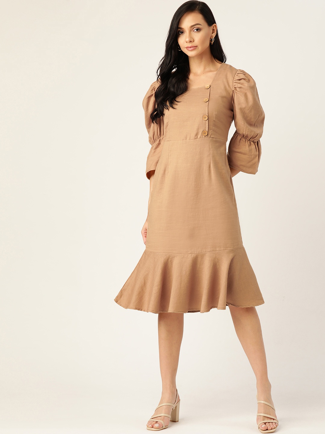 

Off Label Beige Slub Dress