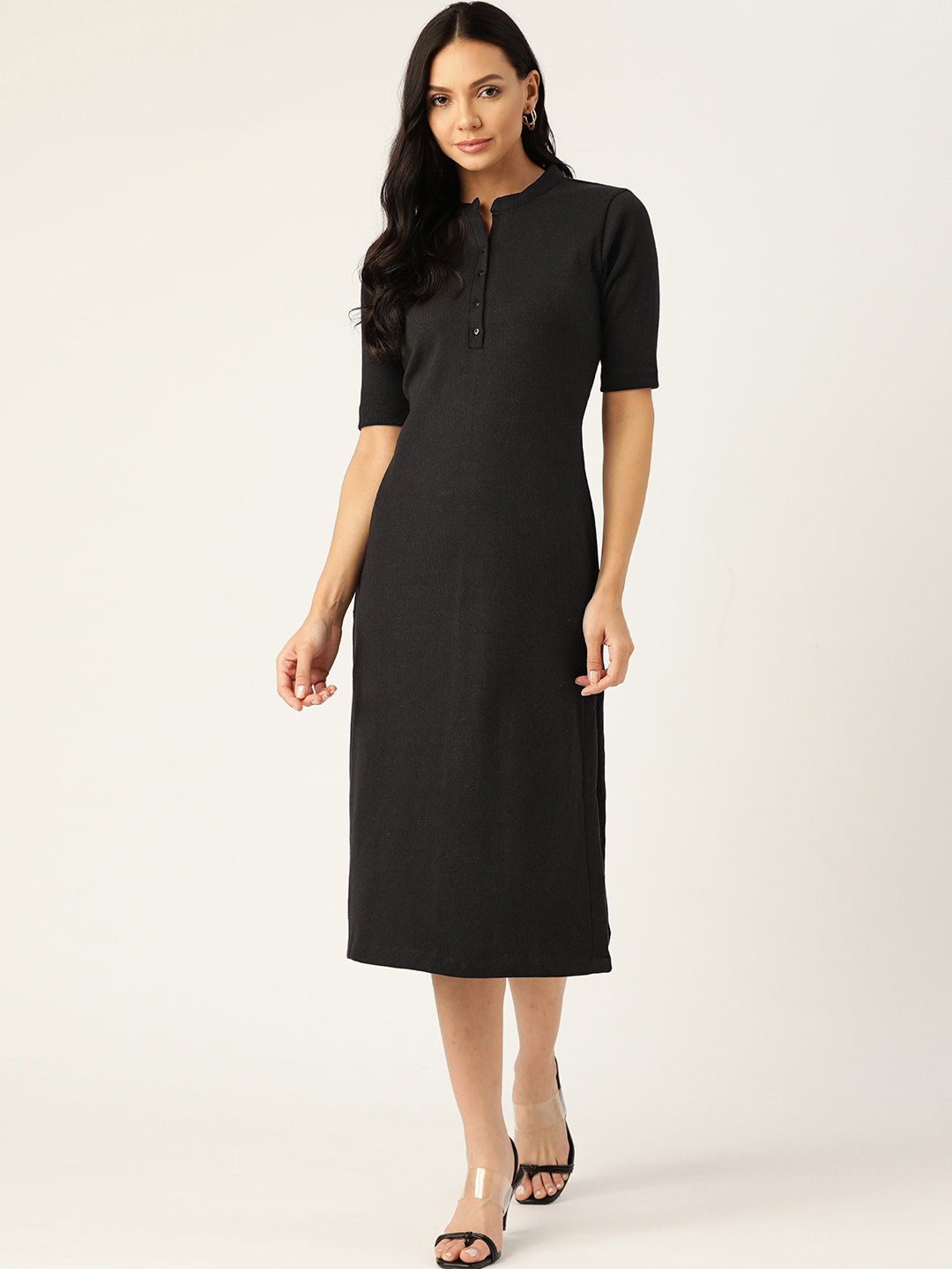 

Off Label Black Formal A-Line Dress with Side Slit