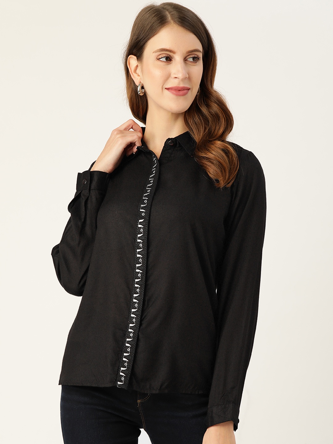 

Off Label Women Black Opaque Casual Shirt