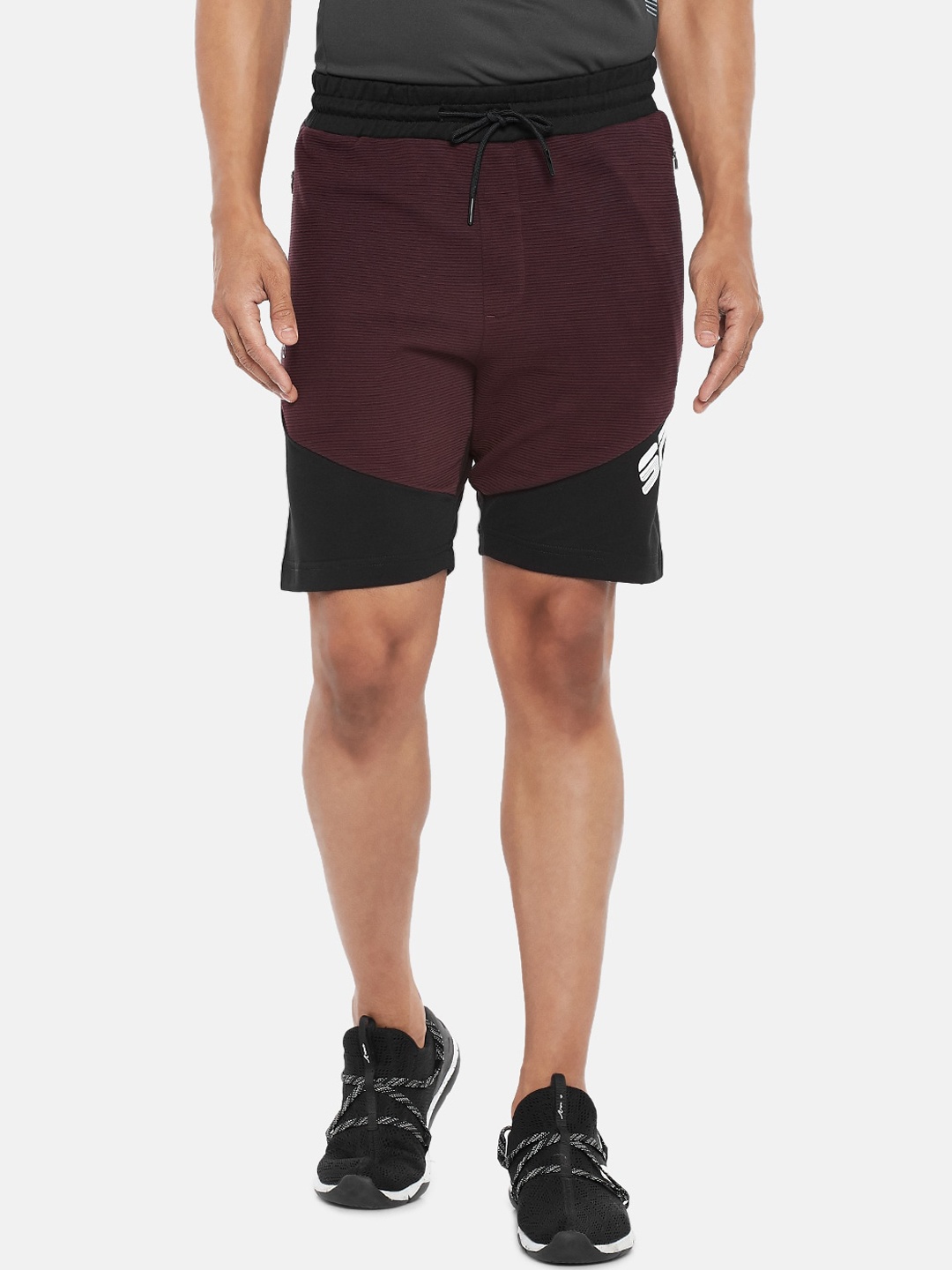 

Ajile by Pantaloons Men Brown Colourblocked Slim Fit Mid-Rise Sports Shorts