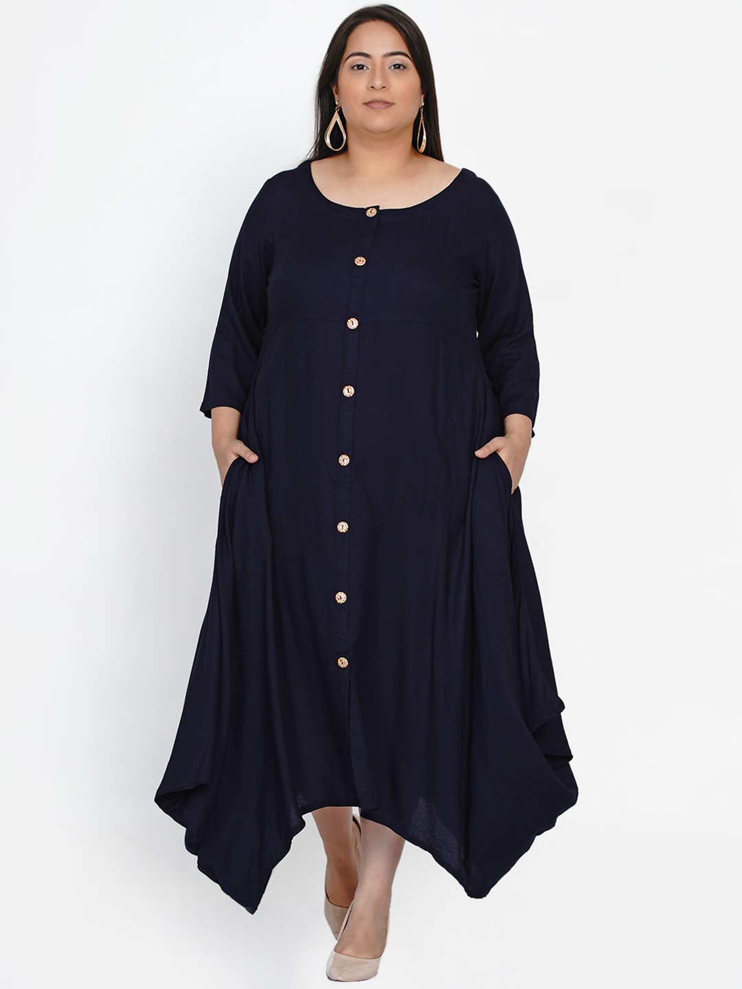 

Fabnest Curve Navy Blue Midi Dress