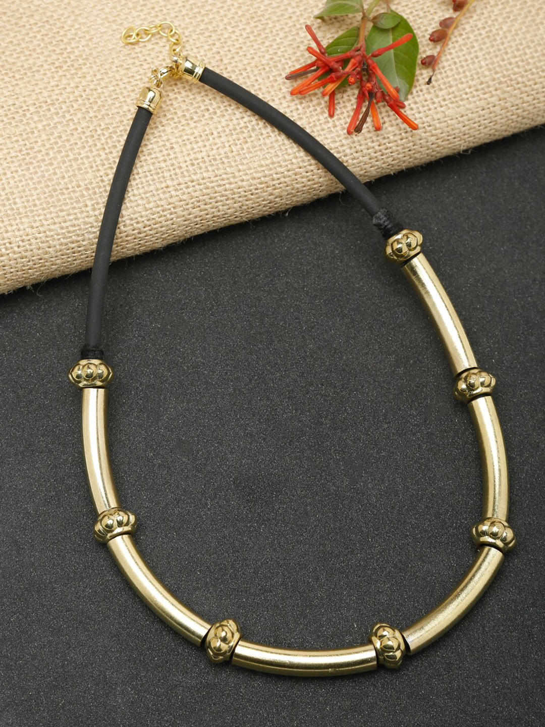 

NEUDIS Gold-Toned & Black Gold-Plated Mirror Necklace