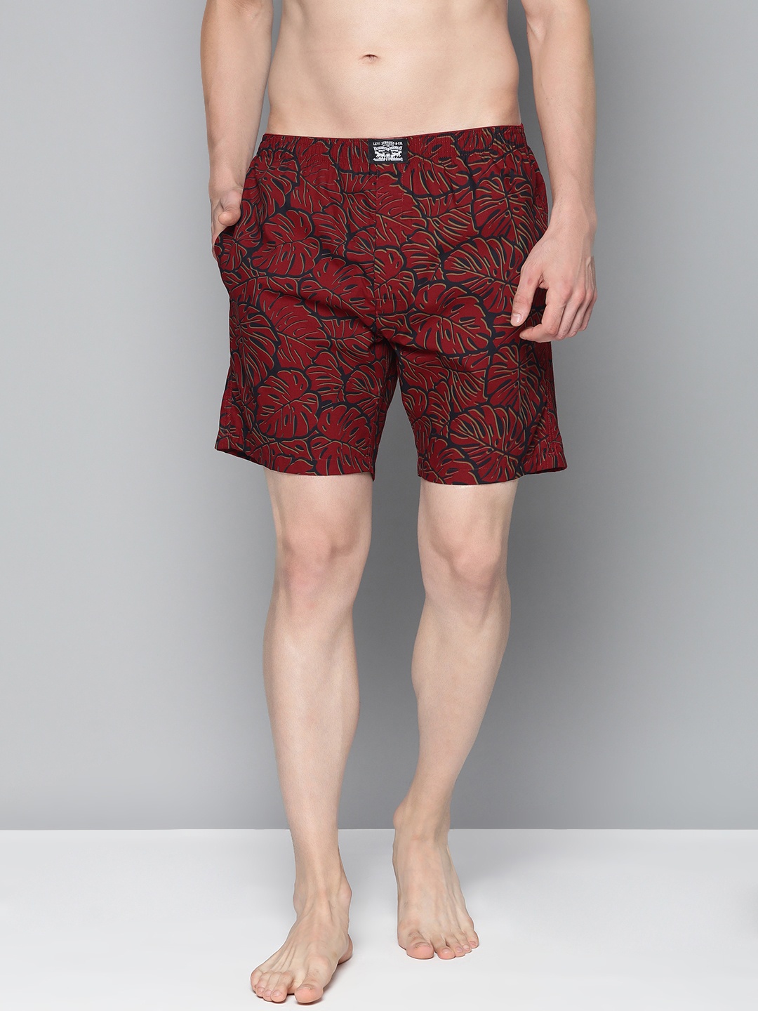 

Levis Men Maroon Printed Pure Cotton Boxers #023-BOXER SHORTS-M LEAF/BLK-P1