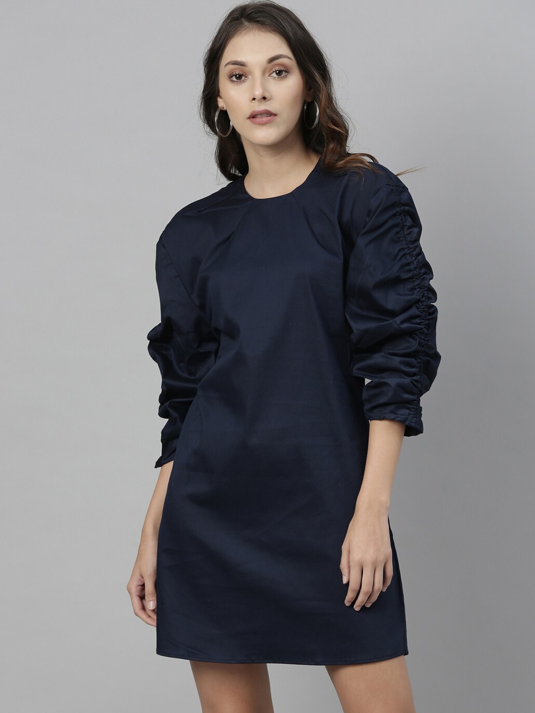 

RAREISM Women Navy Blue Solid A-Line Mini Dress