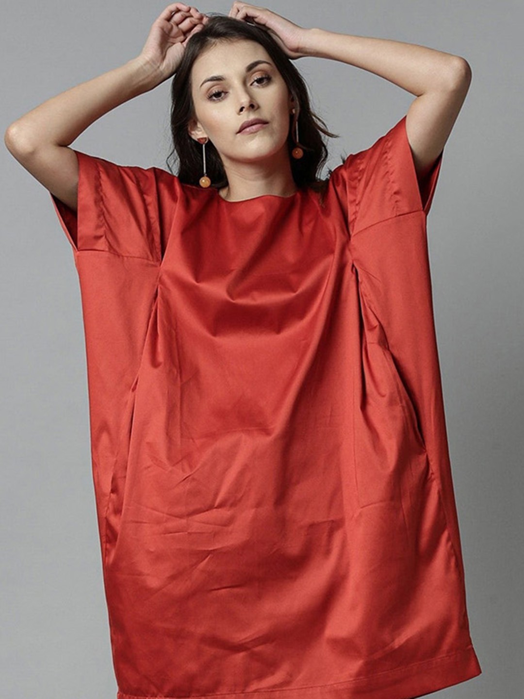 

RAREISM Women Orange Solid A-Line Dress