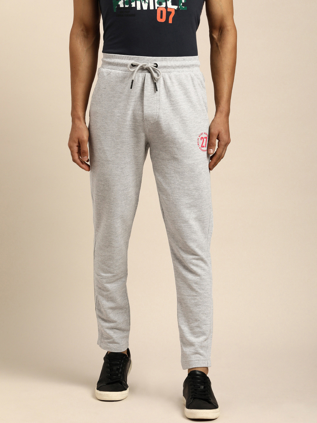 

Being Human Men Grey Solid Mid Rise Casual Track Pants