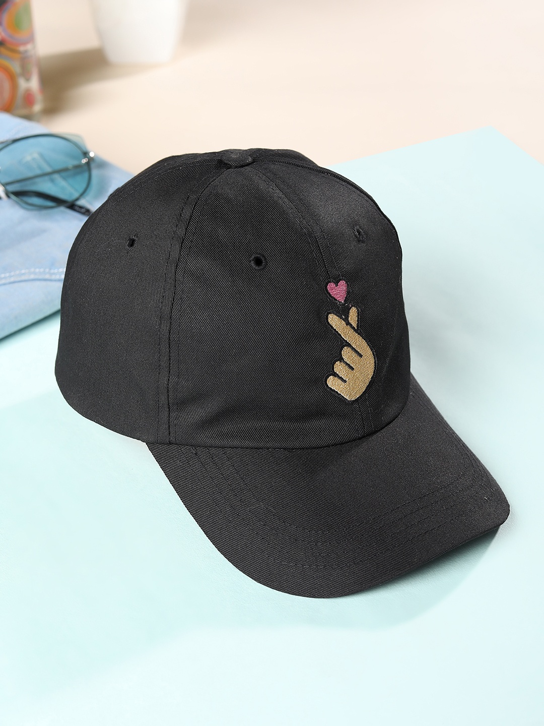 

Blueberry Women Black & Golden Embroidered Baseball Cap