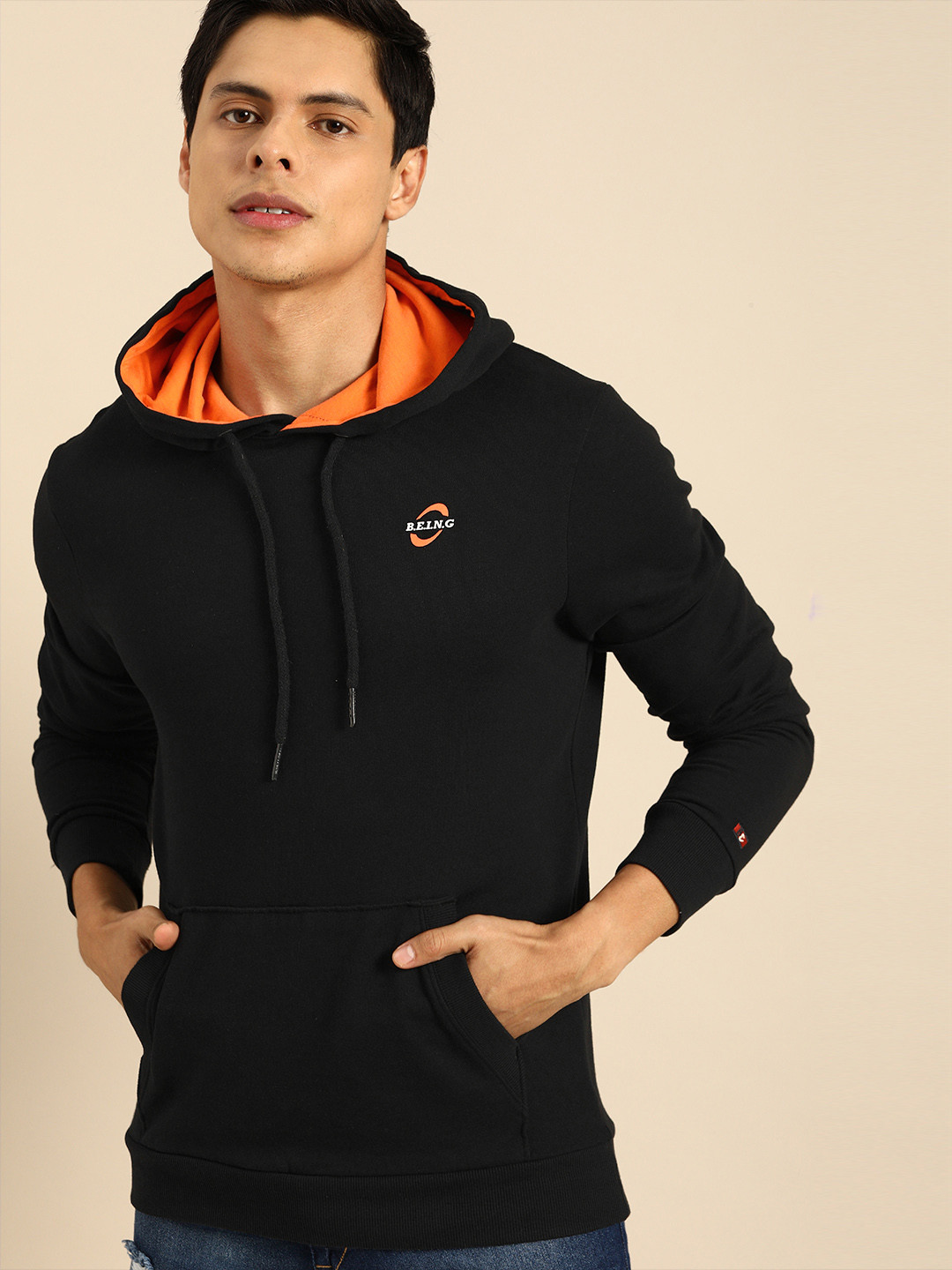 

Being Human Men Black Hooded Sweatshirt