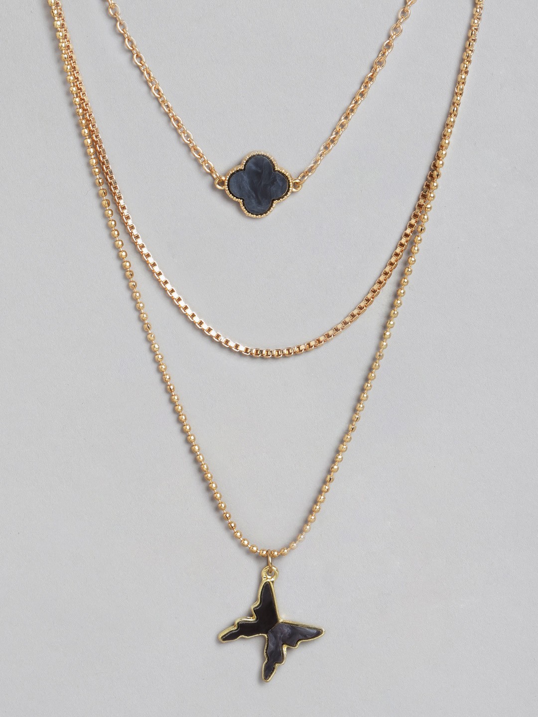 

Blueberry Charcoal Grey Gold-Plated Layered Necklace