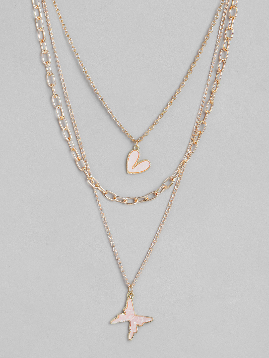 

Blueberry Pink Gold-Plated Beaded Layered Necklace