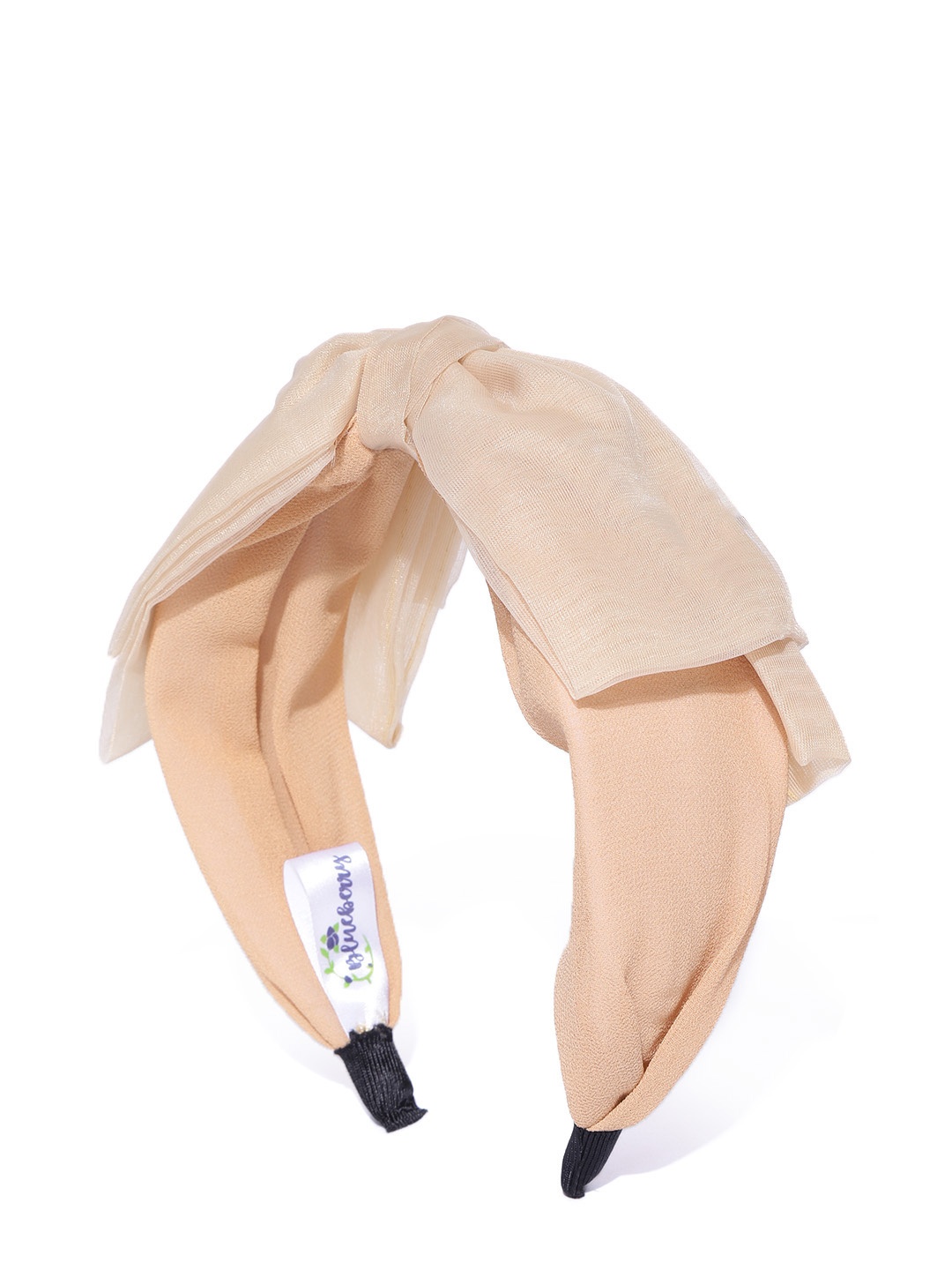 

Blueberry Women Beige Handcrafted Hairband with Net Bow Detail