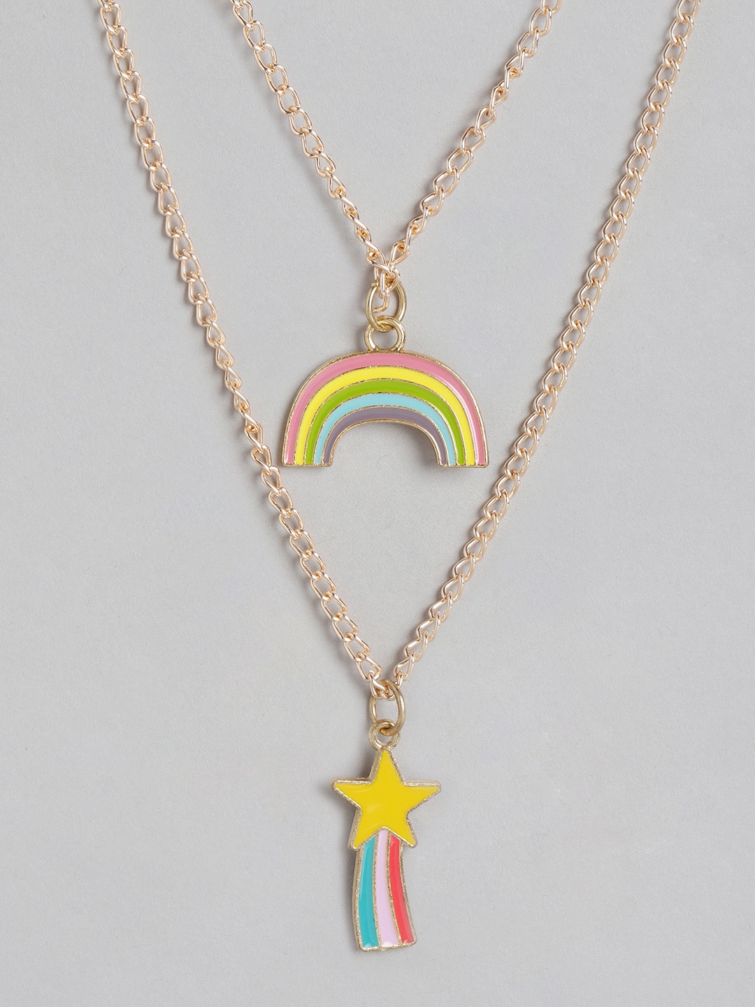 

Blueberry Set of 2 Yellow & Green Gold-Plated Charm Necklaces