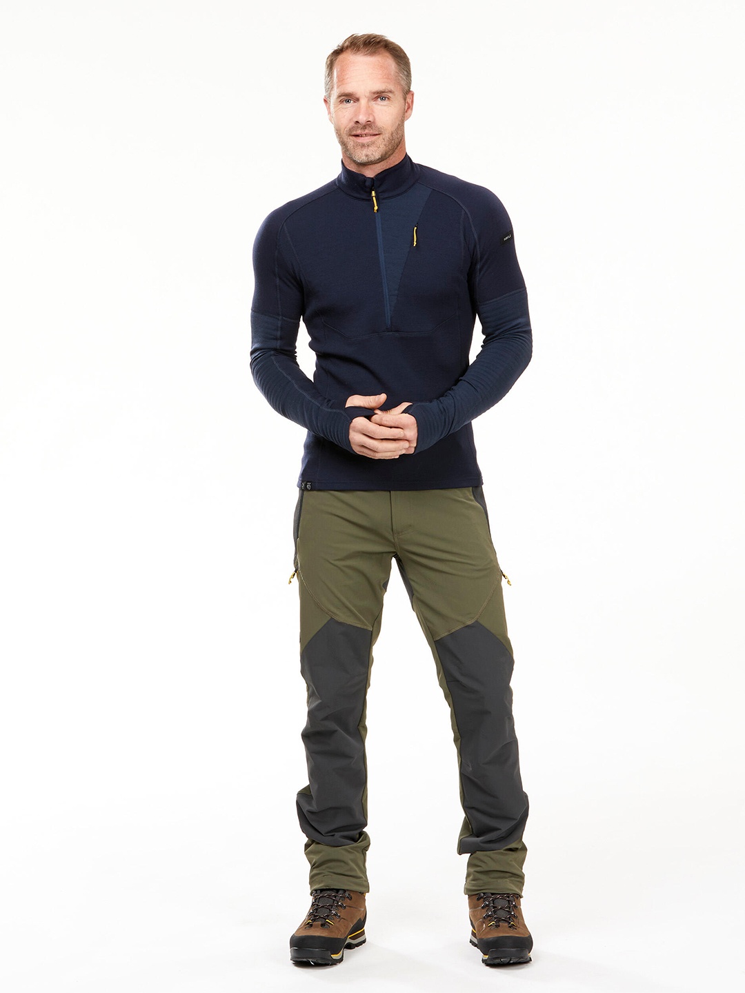 

FORCLAZ By Decathlon Men Navy Blue Merino Wool Odourless Half Zip T-Shirt