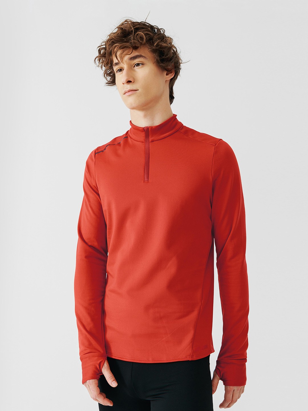 

Kalenji By Decathlon Men Red High Neck Running T-shirt