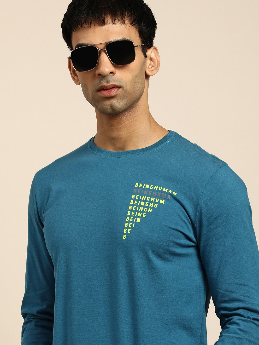 

Being Human Men Blue Typography Printed Pure Cotton Casual T-shirt