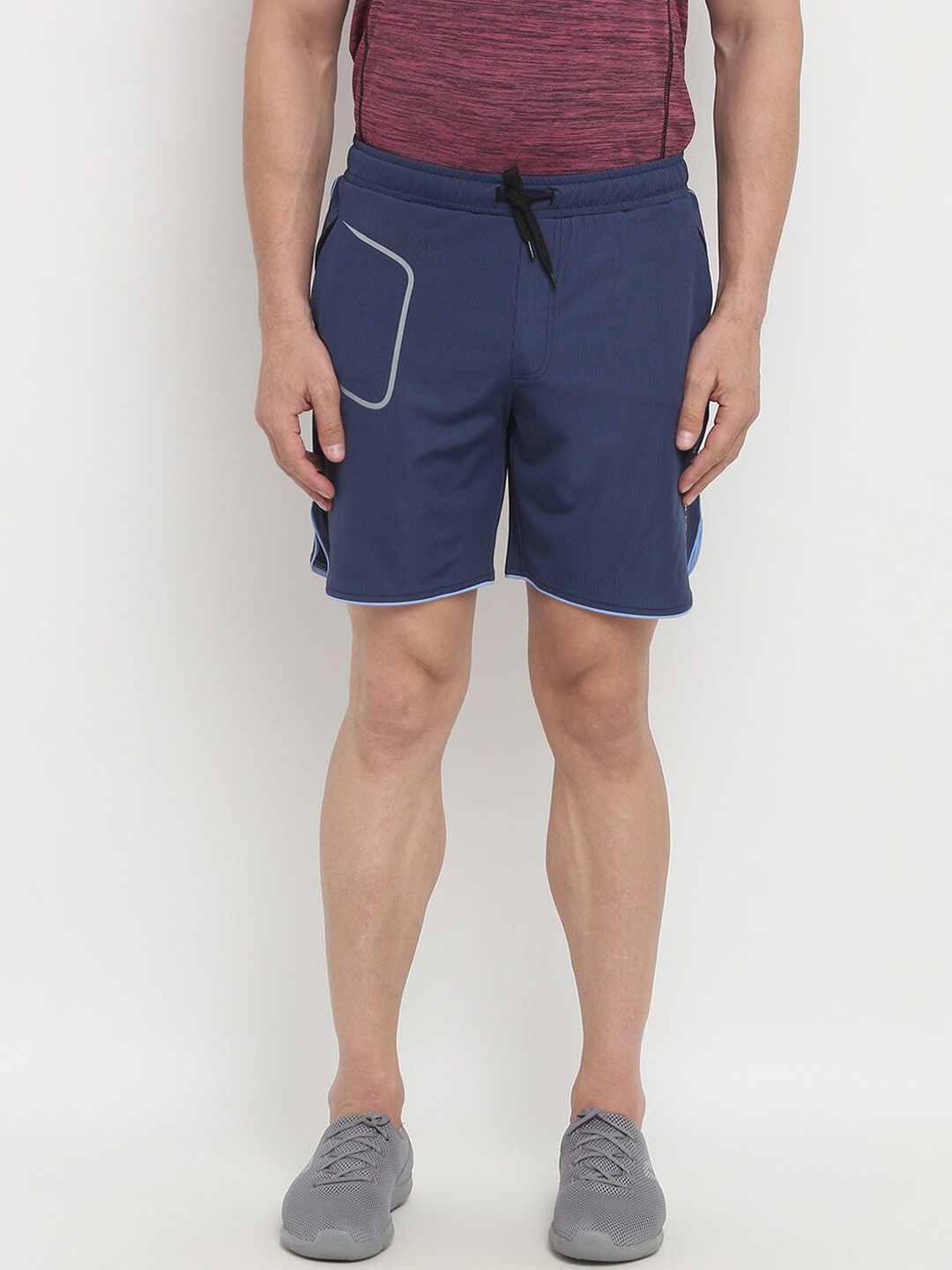 

PERFKT-U Men Blue Solid Regular Fit Rapid-Dry Mid-Rise Running Sports Shorts