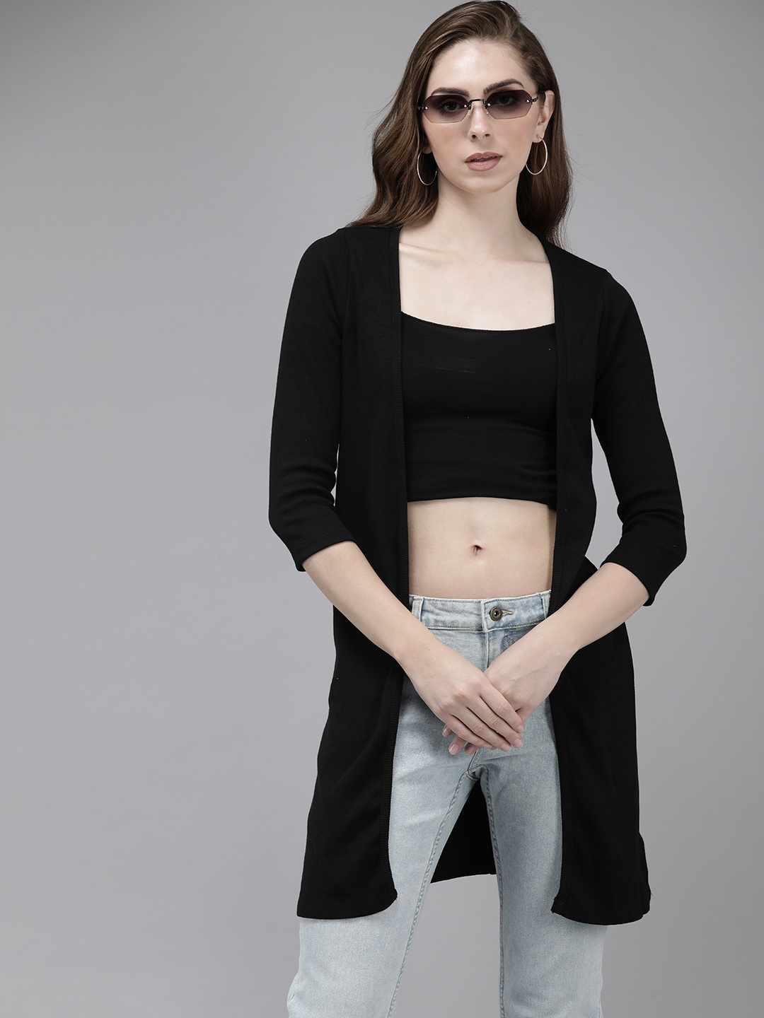 

The Roadster Life Co. Front-Open Longline Shrug, Black