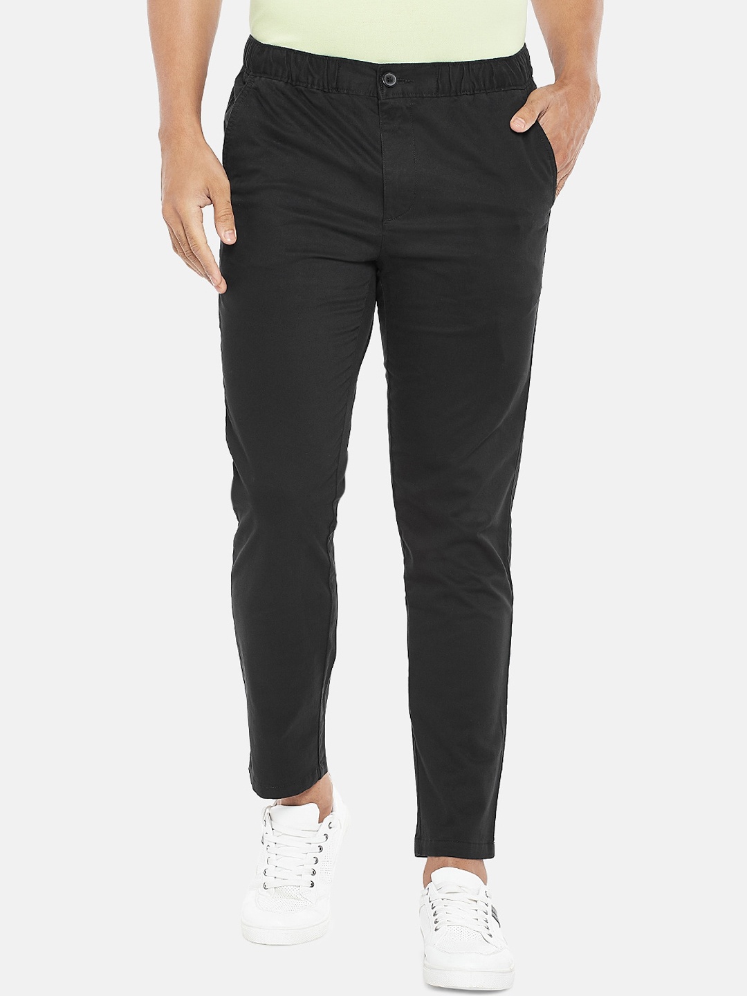 

BYFORD by Pantaloons Men Black Slim Fit Low-Rise Trousers