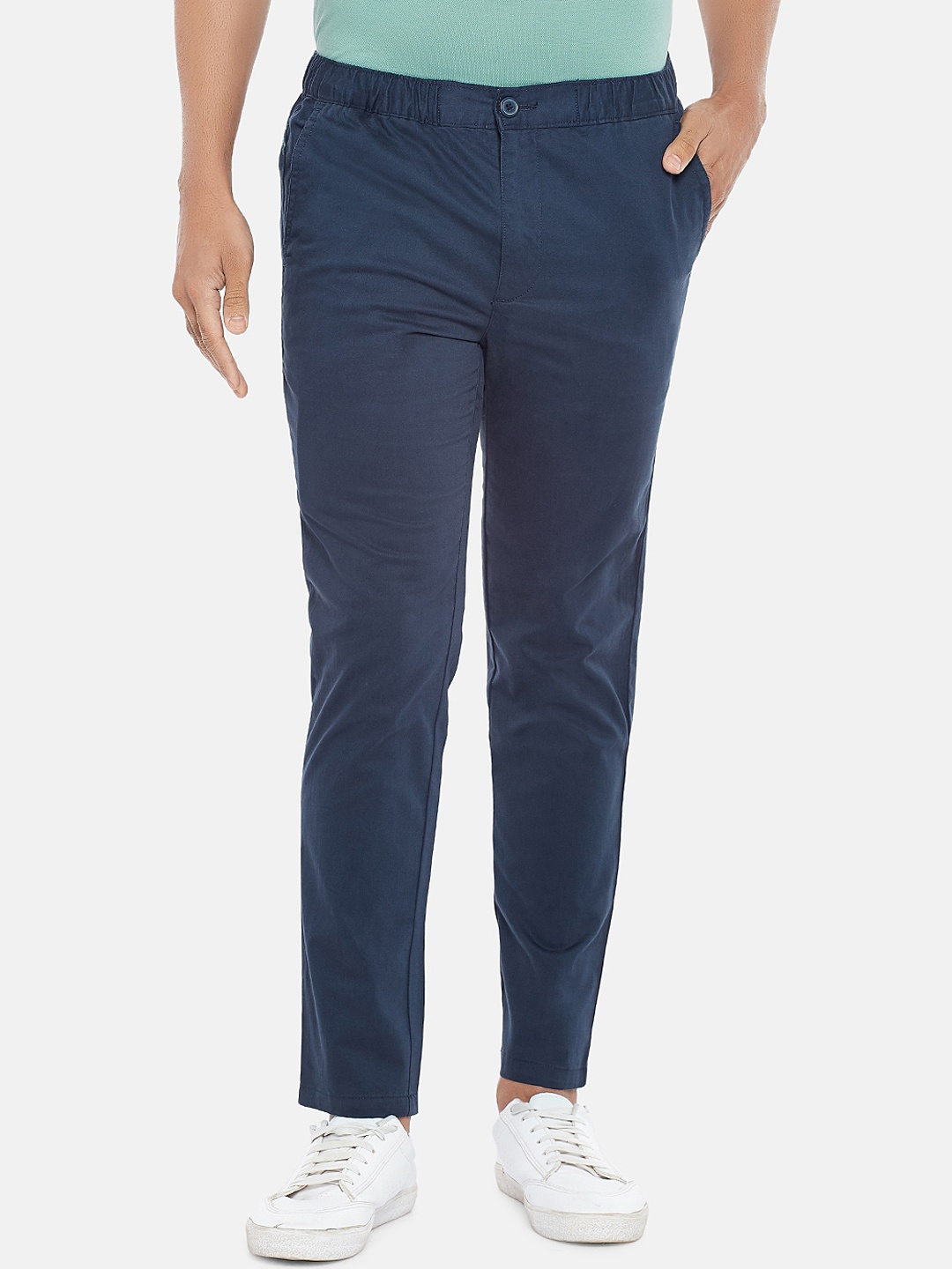 

BYFORD by Pantaloons Men Blue Slim Fit Low-Rise Chinos Trousers