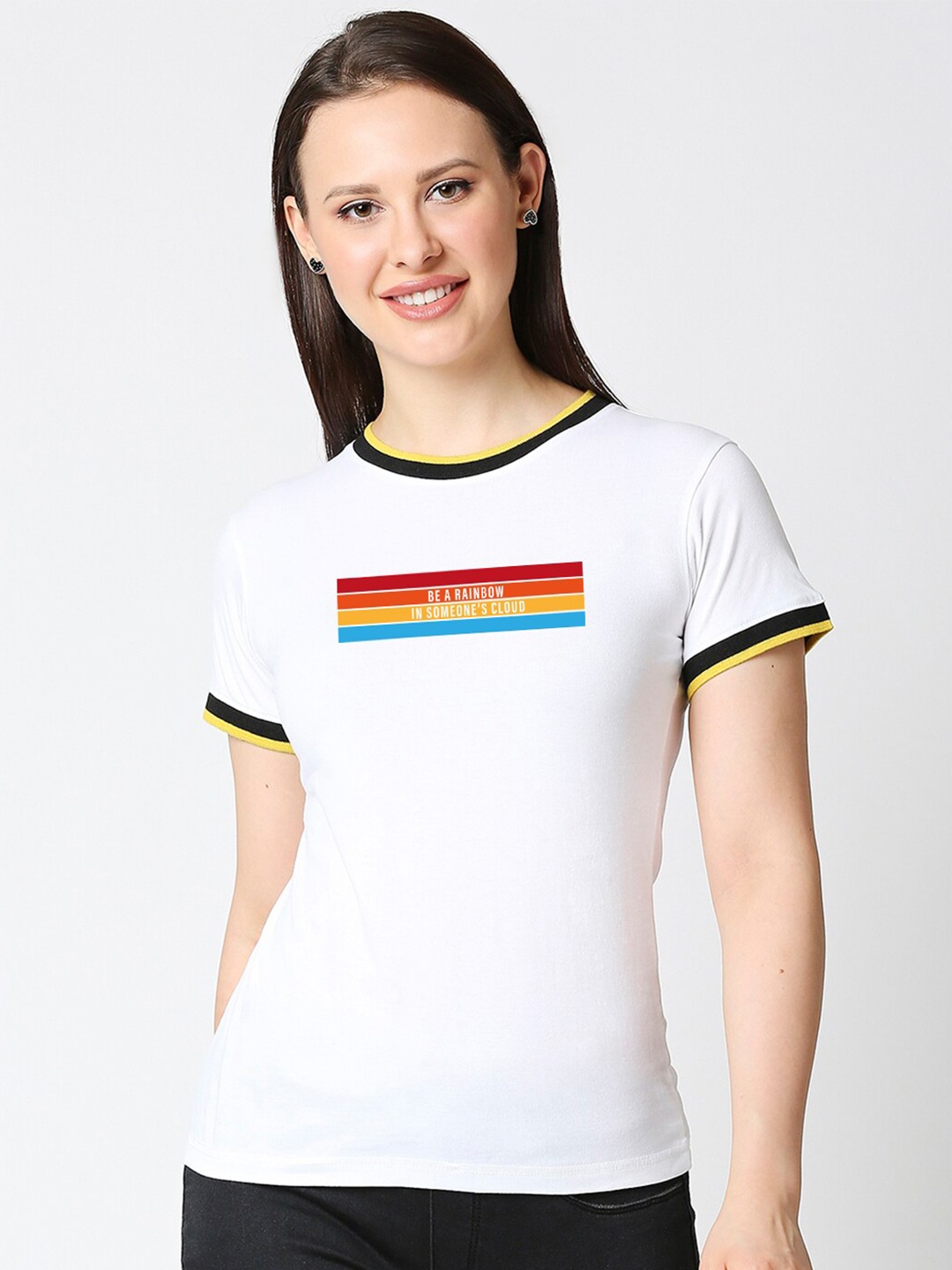 

Bewakoof Women White Typography Printed Regular Fit T-shirt
