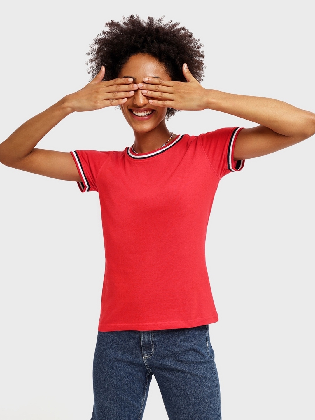 

Bewakoof Women Red Slim Fit T-shirt