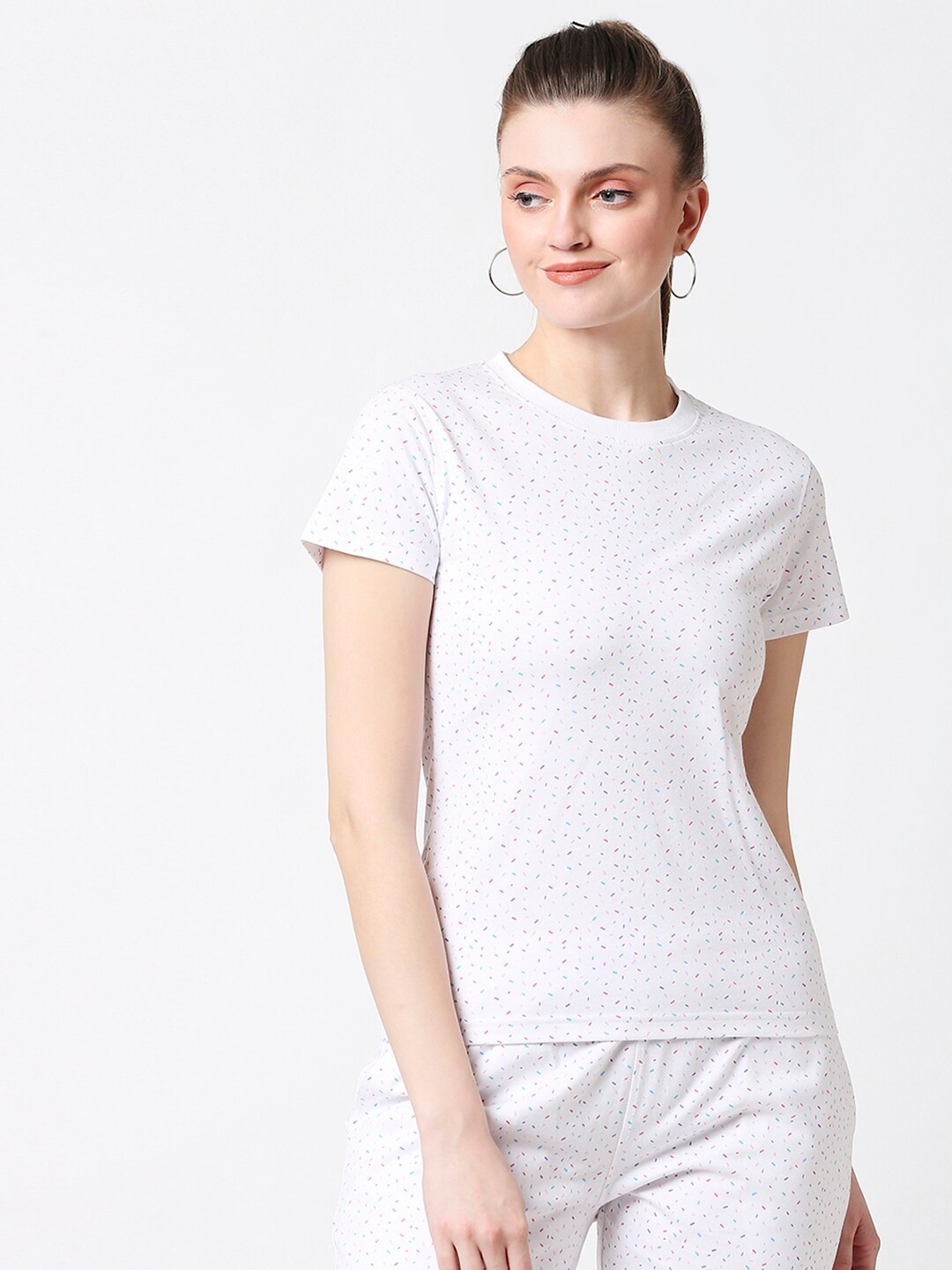 

Bewakoof Women White Printed Pure Cotton T-shirt
