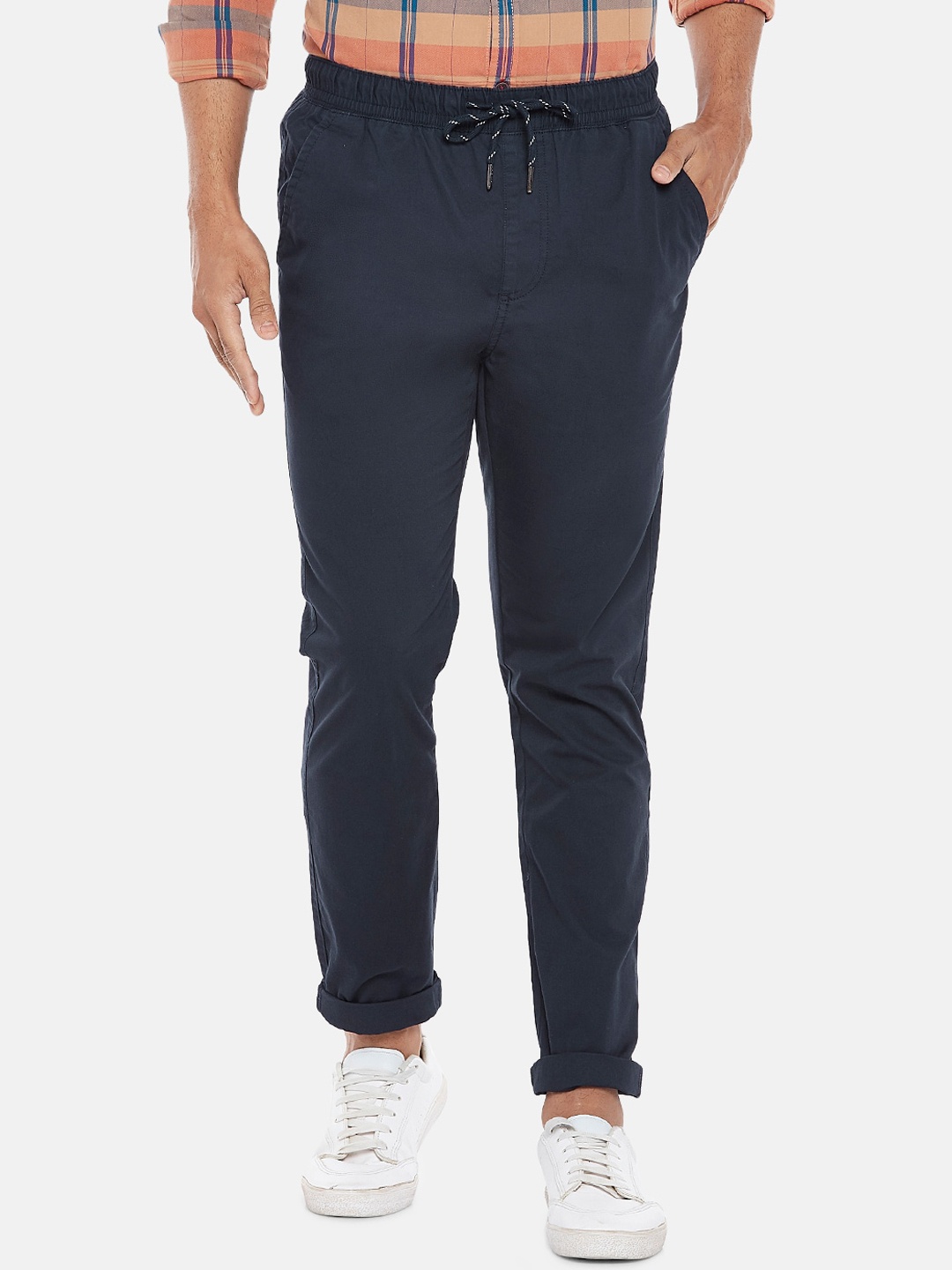 

Urban Ranger by pantaloons Men Navy Blue Slim Fit Trousers