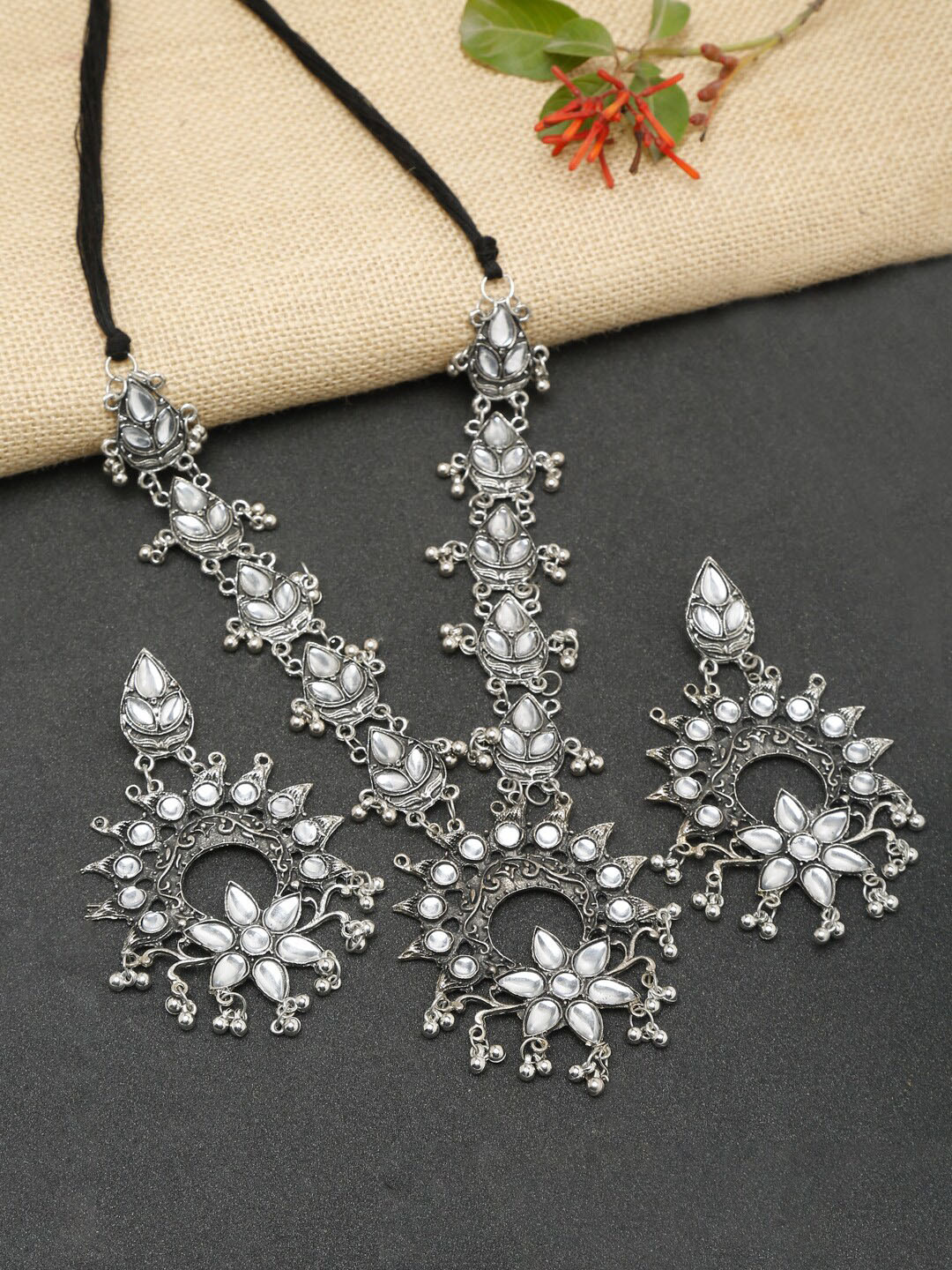 

NEUDIS Oxidised Silver-Plated Handcrafted Jewellery Set