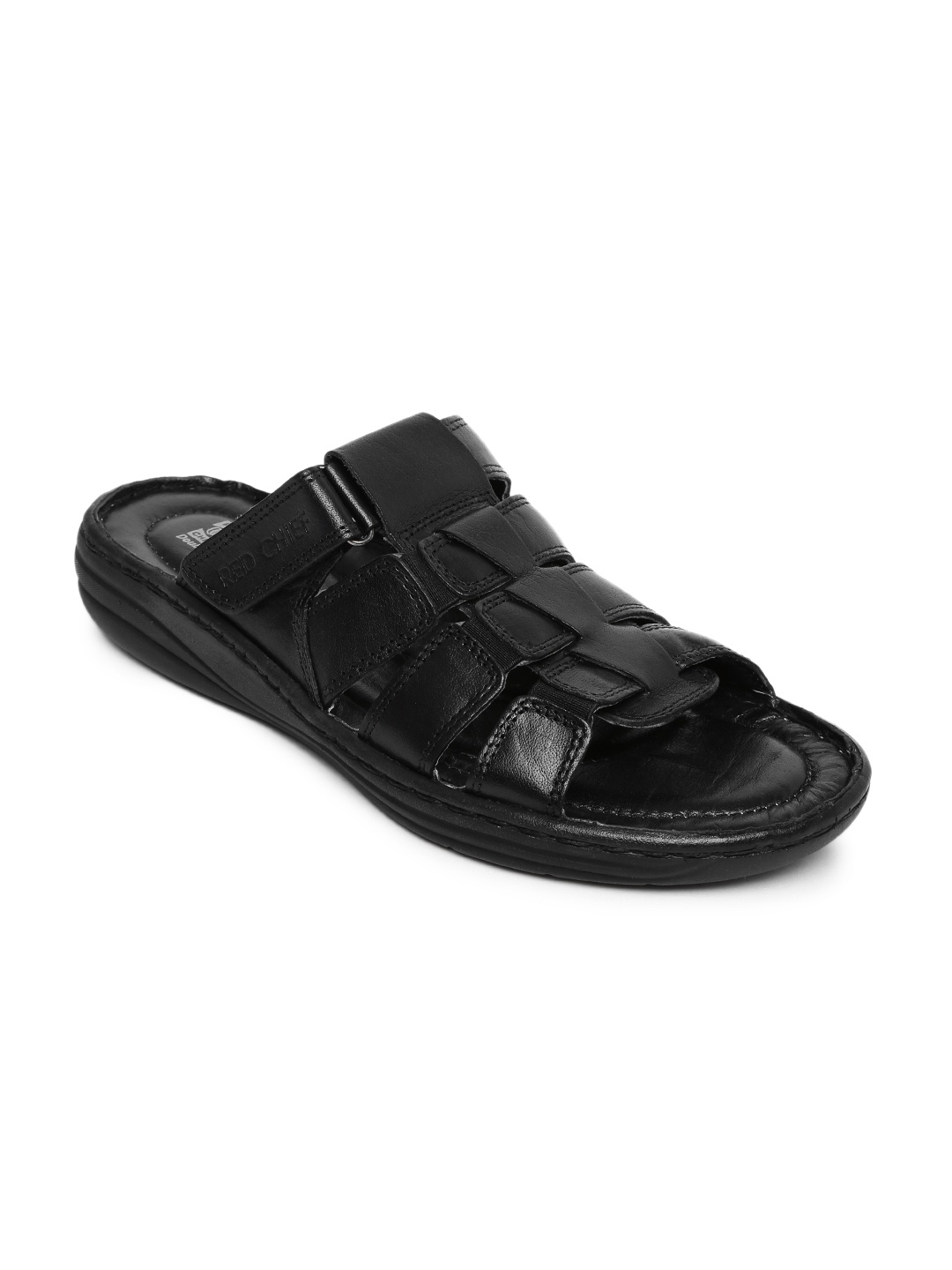 

Red Chief Men Black Leather Sandals