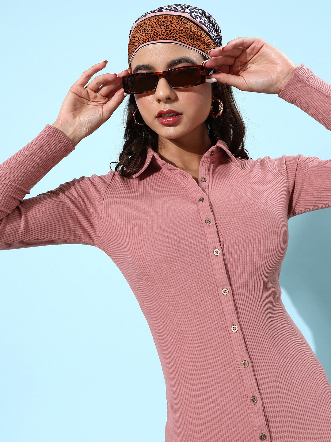 

Roadster Women Mauve Striped Bodycon Dress