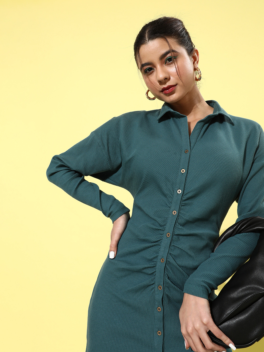 

Roadster Women Tranquil Teal Striped Knitted Dress