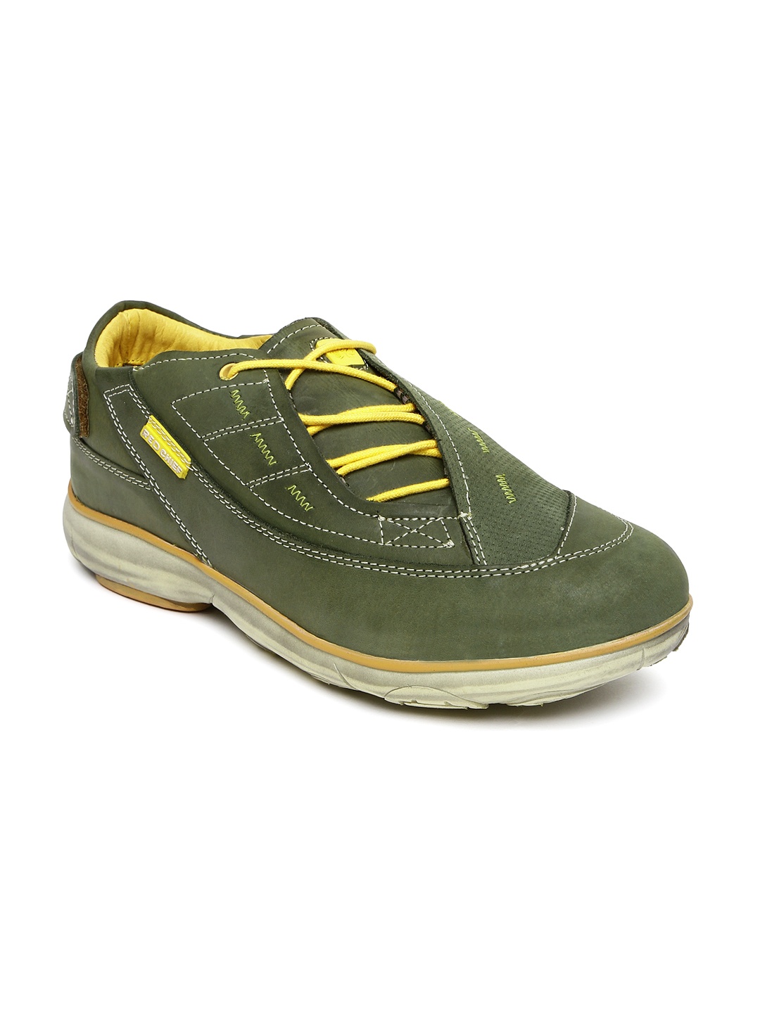 

Red Chief Men Olive Green Leather Sneakers