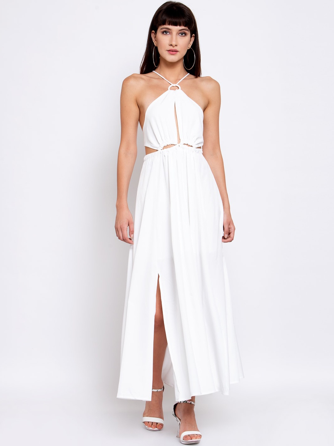 

iki chic White Halter Neck Maxi Dress