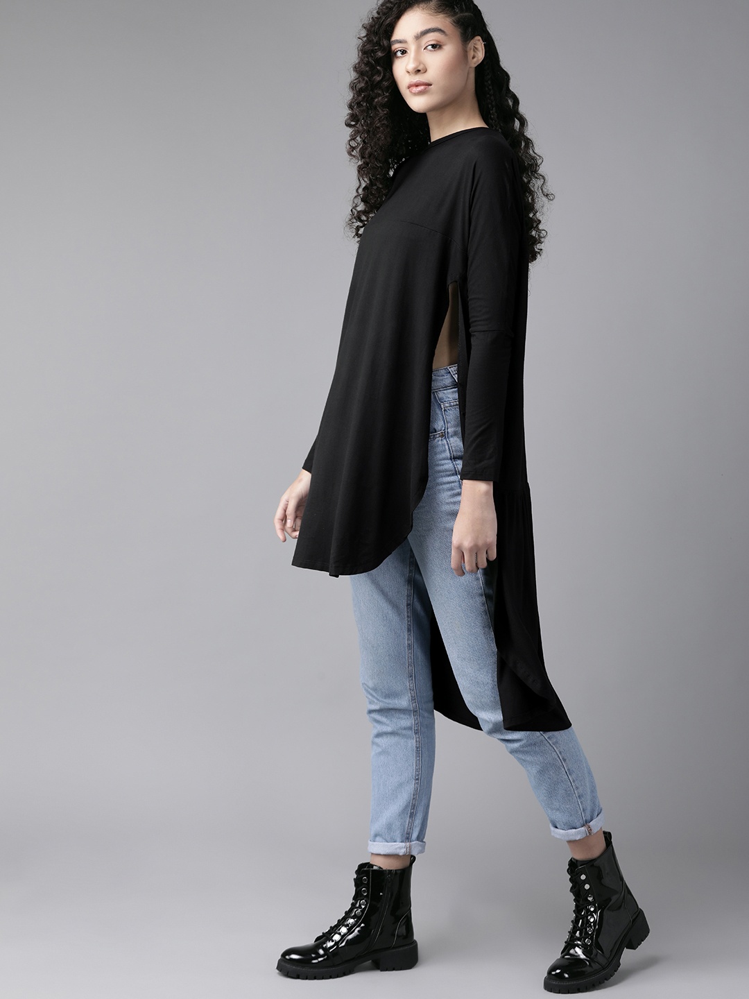 

Roadster Women Black High-Low Longline Top