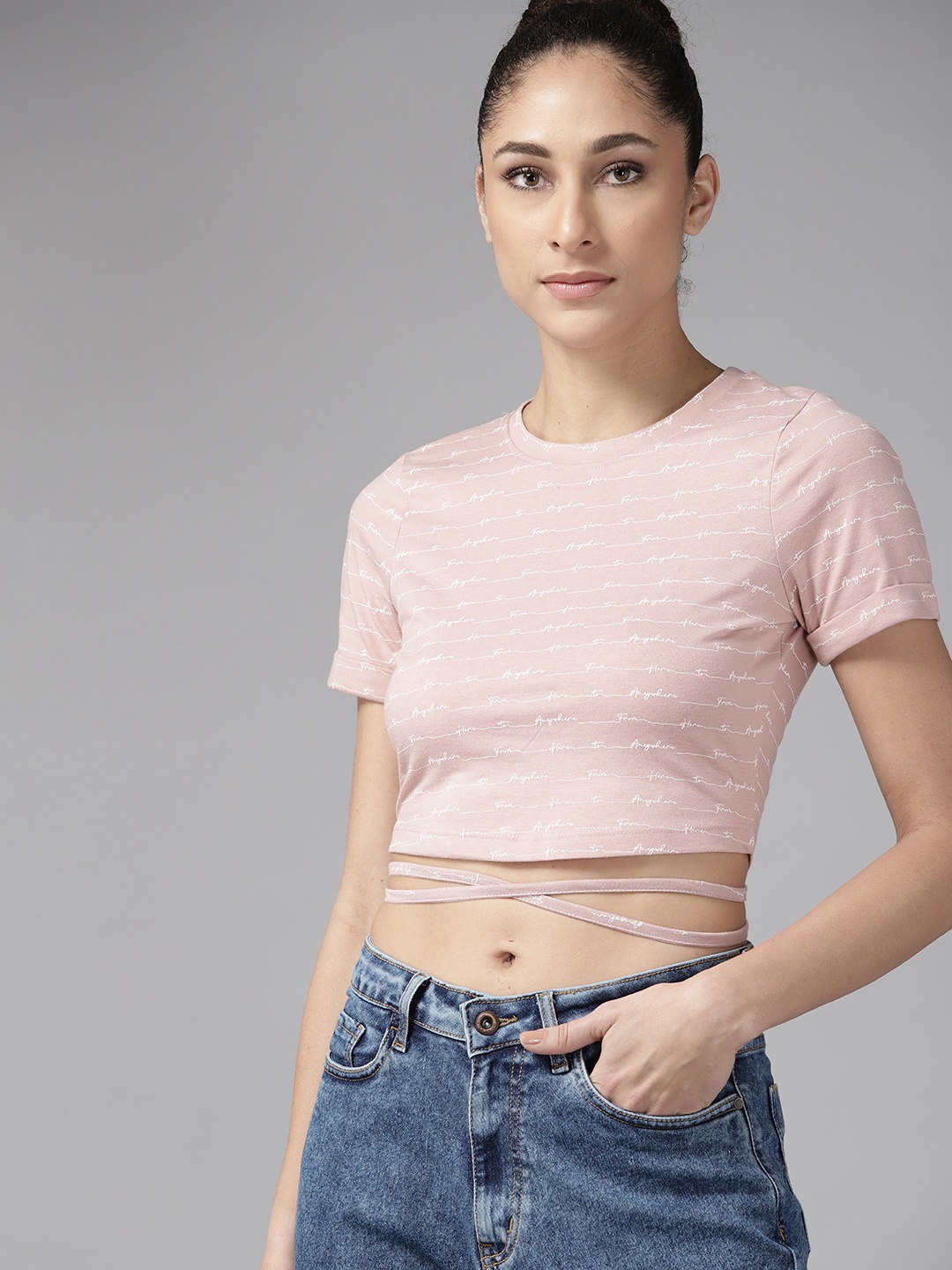 

Roadster Pink Styled Back Crop Top