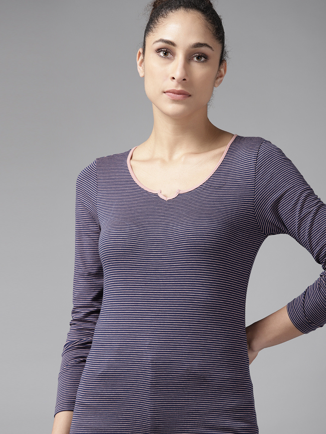 

Roadster Purple & Pink Striped Regular Top