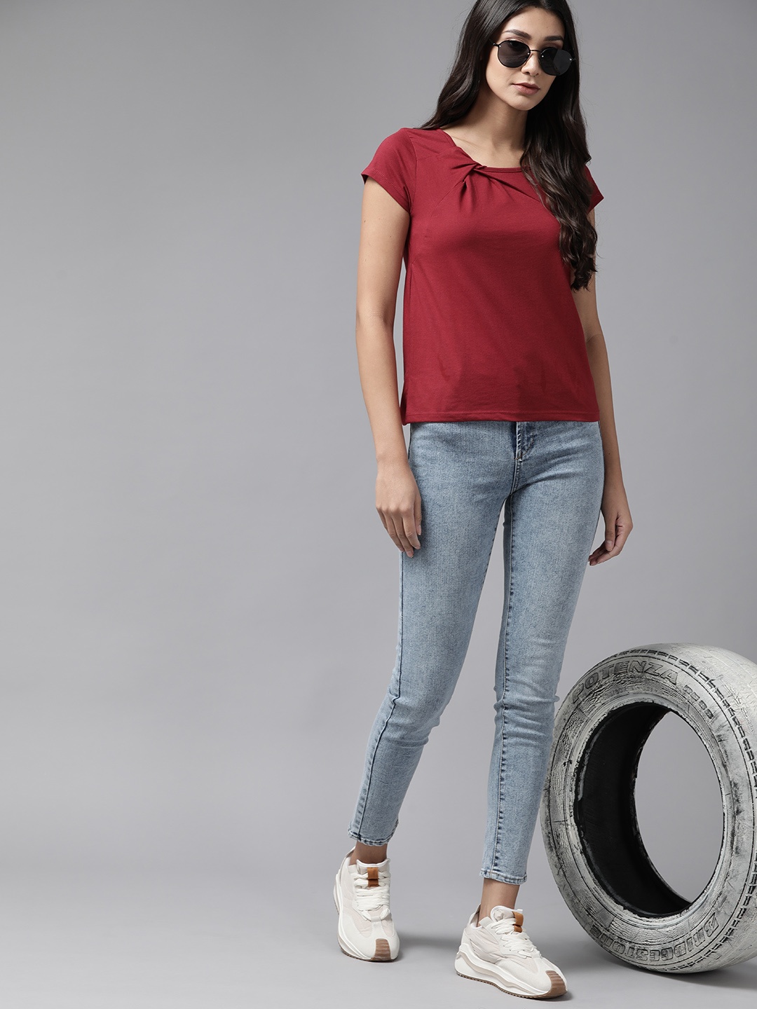 

Roadster Maroon Solid Twisted Top