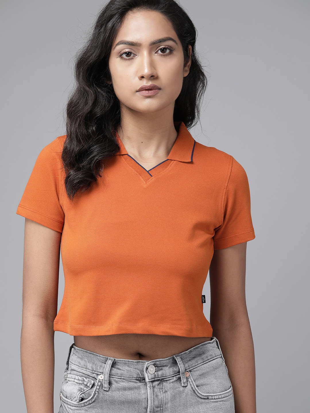 

Roadster Women Rust Orange Crop Top