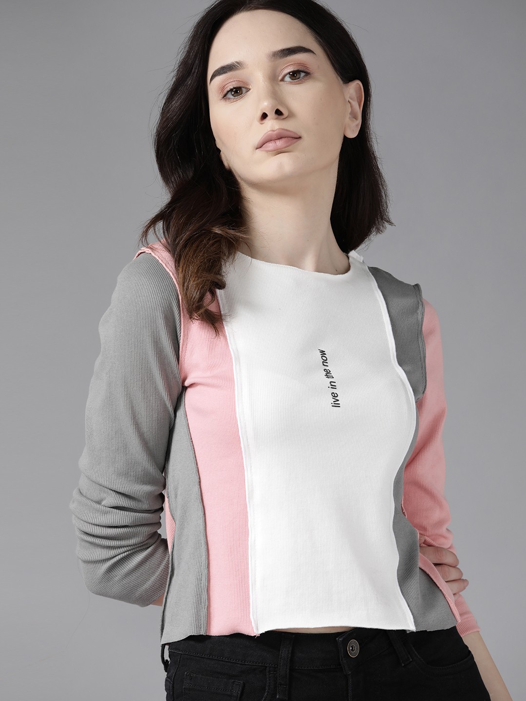 

Roadster White & Pink Colourblocked Top