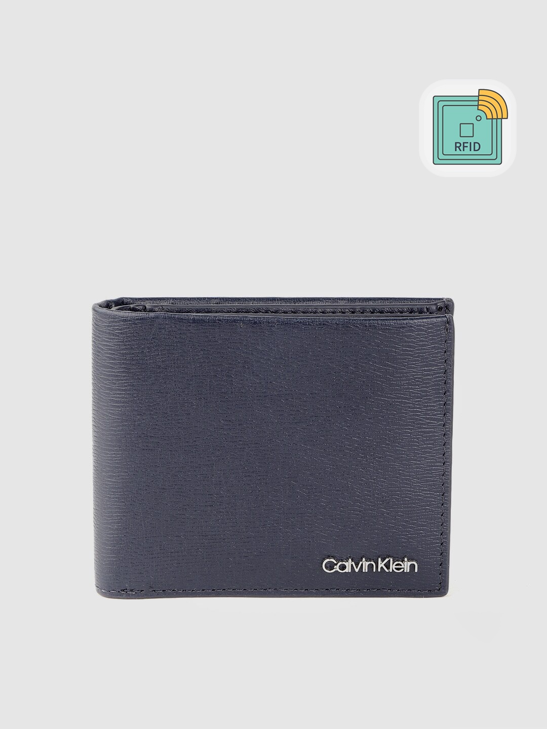 

Calvin Klein Men Navy Blue Textured Leather Two Fold Wallet