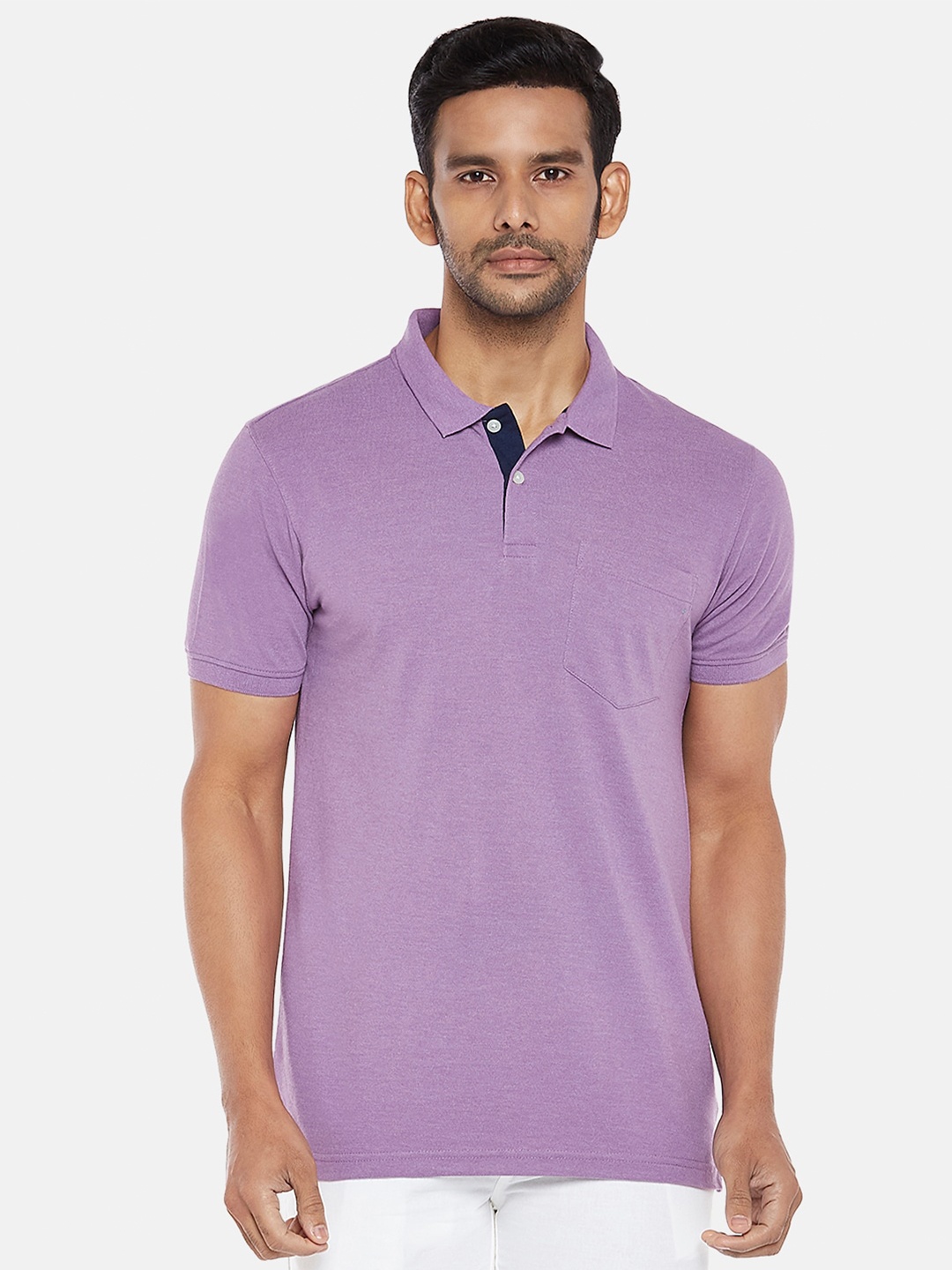 

BYFORD by Pantaloons Men Purple Polo Collar Slim Fit T-shirt