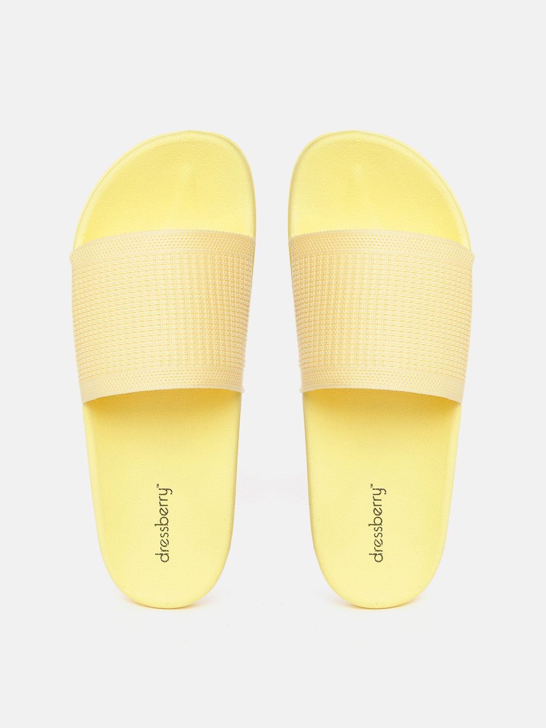 

DressBerry Women Yellow Self-Design Sliders