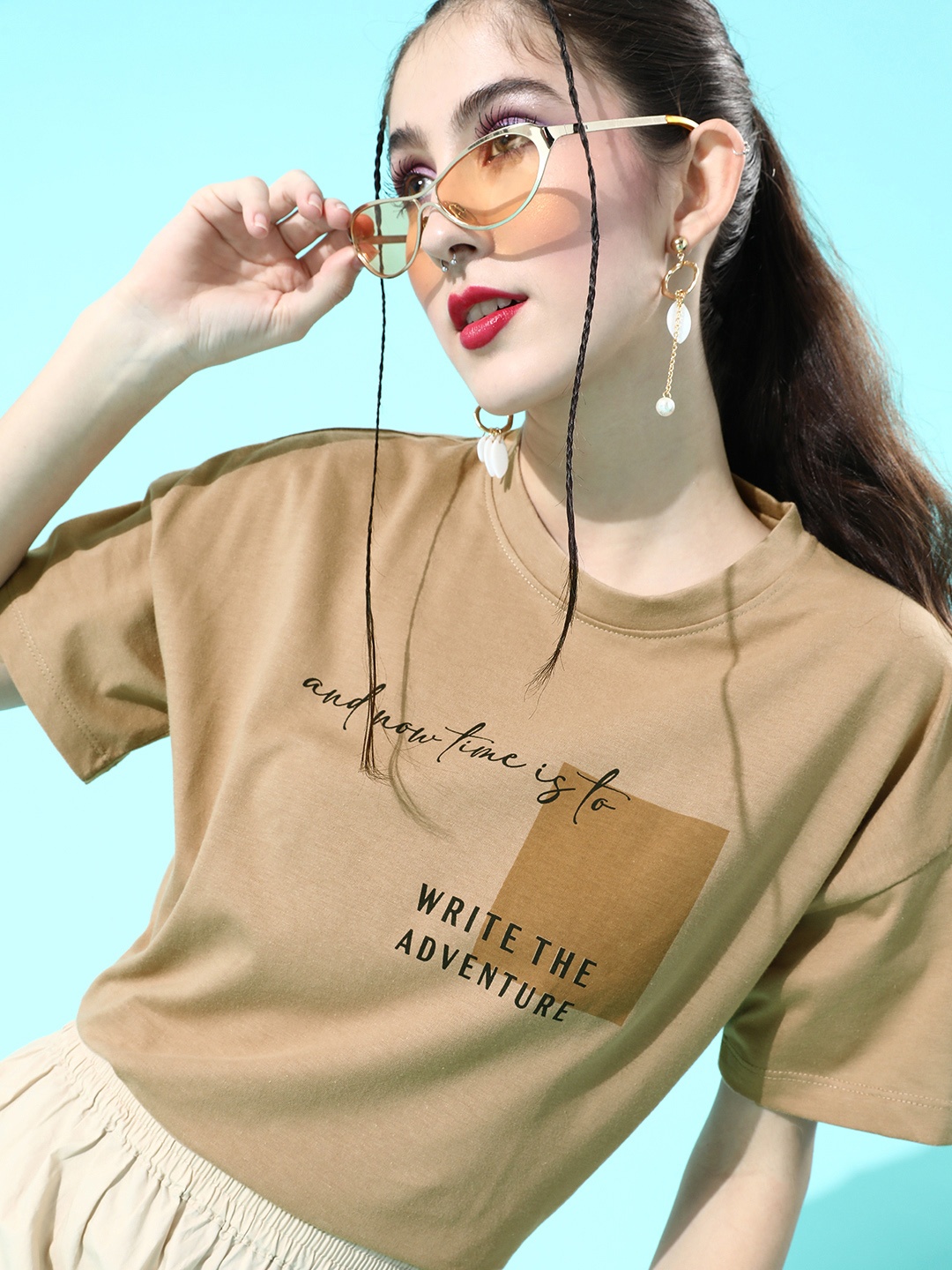 

Roadster Women Attractive Peach Typography Talking Tee