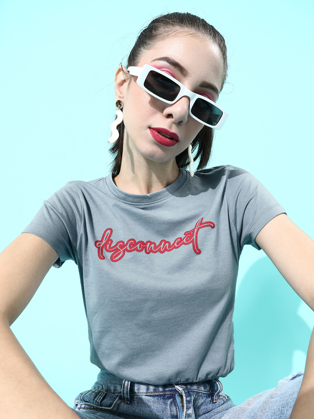 

Roadster Women Stunning Blue Typography Talking Tee