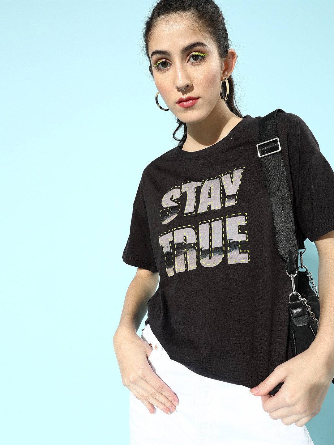 

Roadster Women Black Typography Talking Tee