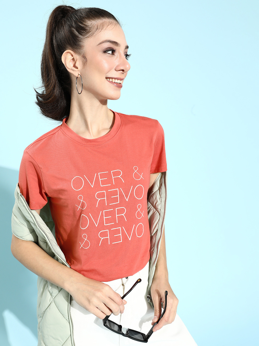 

Roadster Women Striking Coral Typography Talking Tee
