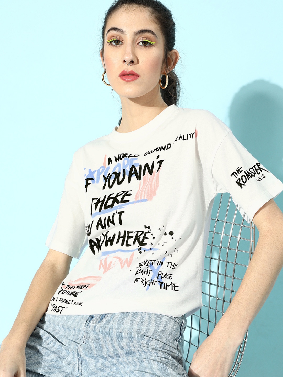 

Roadster Women White Typography Talking Tee